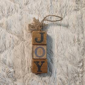 Holiday Time 832440056510 Joy Wooden Block Ornament With Bell Rustic Christmas Decor