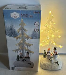 Holiday Time 841887126755 White Acrylic Christmas Tree With Caroling Snowmen Led Lights Tested