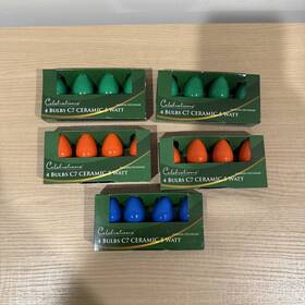 Holiday Time 843518009000 Celebrations C7 Ceramic 5 Watt Replacement Bulbs Lot Indoor Outdoor Christmas