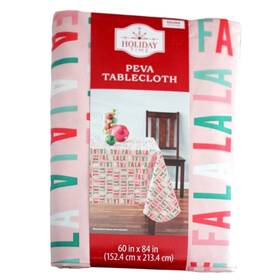 Holiday Time 848405075229 Christmas Peva Tablecloth - Fa La And Santa 60x84 Rectangle