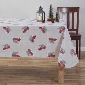 Hdx3 Holiday Time 848405095678 Vinyl Tablecloth Christmas Tree Trucks 60x84 Nip