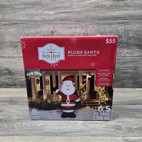 881220 Holiday Time Santa Claus Plush Airblown Inflatable Christmas Gemmy 6.5 Ft Tall