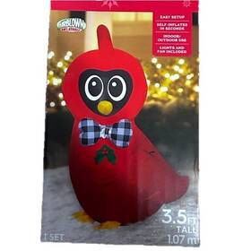 881685 Holiday Time Inflatable Cardinal Christmas Figurine Red 3.5 Ft Novelty Decor