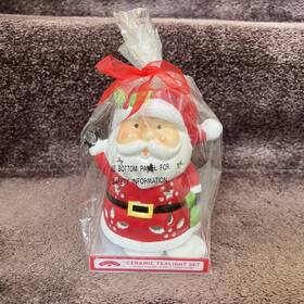 Holiday Time 889526383985 Santa Claus Ceramic Tealight Set With 4 Candles Christmas