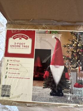 Bye-86a Holiday Time 3 Ft Standing Gnome Christmas Tree Santa Hat Original Box Sold Out