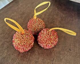 Fwal-50 Holiday Time Fwal-50/59-66 3 Inch Gold Christmas Shatterproof Ornament Purple Color Glittery Ball