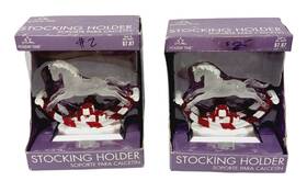 Gtyrt678iyqwe Holiday Time Rocking Horse Christmas Stocking Hanger Holder Set Of 2 Brand New Sealed