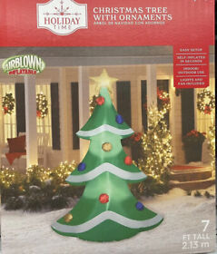 Holiday Time Inflatable 7foot Led Christmas Tree With Ornaments Unopened Free S H