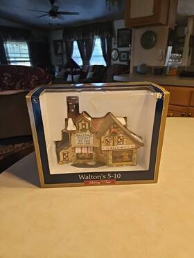 P7010 Holiday Time Lighted Christmas Village Porcelain Waltons 5-10 Shop