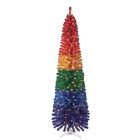 Holiday Time Pre Lit Rainbow Tinsel Spruce Christmas Tree Clear Lights 7foot
