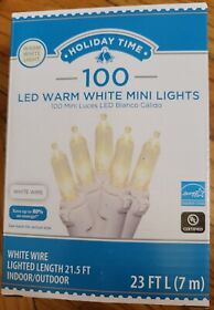 Holiday Time Warm White Mini Christmas Lights 100 Count 21.5 Ft Wire New
