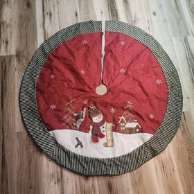 Wm9243-2a Holiday Time Christmas Tree Skirt 48 Inch Frosty Snowman Sledding Hook&loop