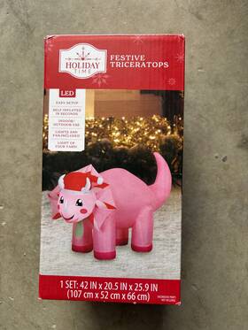 X004w03kw1 Holiday Time Festive Pink Triceratops Inflatable Led Yard Decor Christmas 42 Inch