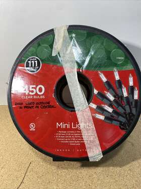 178991 Holiday Wonderland 450 Count Clear Mini Christmas / Wedding Lights On Green Wire #178991 Reel