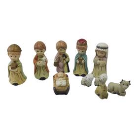 Holly Tree 008112300391 Vtg Christmas Youth Nativity Set 10 Piece Missing Mary