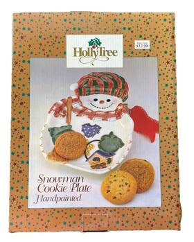 Holly Tree 722743127218 Snowman Christmas Cookie Plate Hand Painted