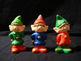 5321 Homco Vintage 1970s 3pc Christmas Elf 4 Inch Figurines #5321