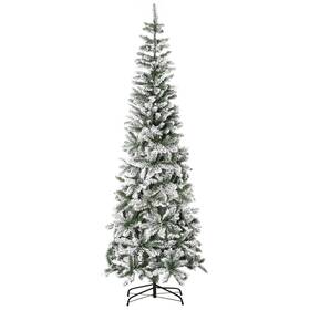 Homcom 196393002018 7.5ft Unlit Snow-flocked Slim Pine Artificial Christmas Tree Realistic Branches