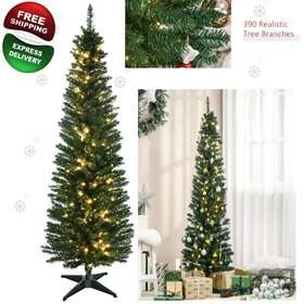 Homcom 196393241691 6ft Christmas Tree With 200 Warm White Led Lights And Branch 390 Tips - Green