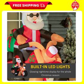 Homcom 744110372816 Christmas Inflatable Santa Claus With Led Lights For Garden Indoor Outdoo