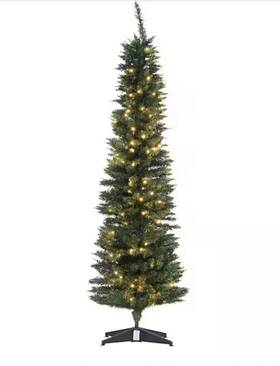 830-243 Homcom 6 Ft Pre-lit Led Slim Noble Fir Artificial Christmas Tree 200 Warm White