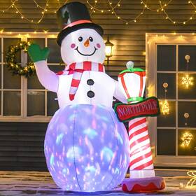Homcom 842525158725 7.9 Ft. Inflatable Snowman Christmas Decoration For White 64.5 Inch W X 40.5 D