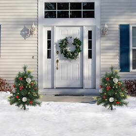 Homcom 842525190503 2 Pre-decorated Christmas Trees With Mistletoe And Green