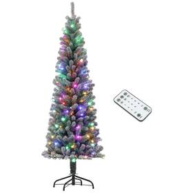 Dmi-c-170 Homcom 6 Ft Pre-lit Pencil Christmas Tree Artificial With 170 Dual Color Led Lights