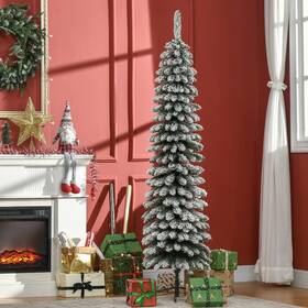 Us830-528v00gn0141 Homcom 6ft Unlit Snow-flocked Artificial Christmas Tree Holiday Decoration Used