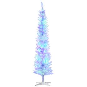 Us830-731v81wt0145 Homcom 7ft Pencil Prelit Artificial Christmas Tree With 500 Colorful Surface Branches