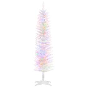 Us830-731v82wt0145 Homcom 5ft Pencil Prelit Artificial Christmas Tree With 250 Colorful Surface Branches