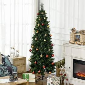 Us830-737v00gn0146 Homcom 6ft Skinny Artificial Christmas Tree With Auto Open Pine Needles
