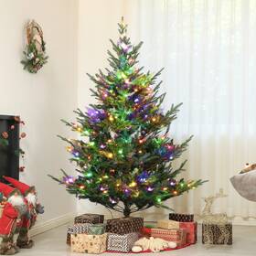 Us830-856v80mx0146 Homcom 6 Ft Prelit Artificial Christmas Tree With Dual Color Led Lights