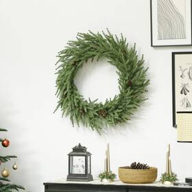 Us83c-113v00gn0141 Homcom 24 Inch Christmas Wreath Artificial Norfolk Pine For Door Used