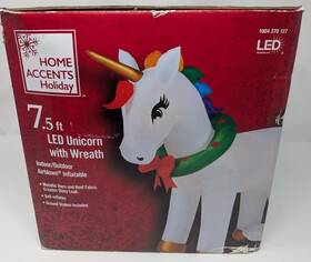 Home Accent 191245152507 New Accents 7.5ft Led Unicorn Airblown Inflatable Christmas Holiday