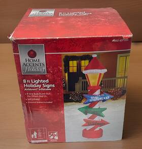 Home Accents 086786885949 Christmas Yard Inflatable 8 Ft North Pole Sign Airblown Huge Holiday Decoration
