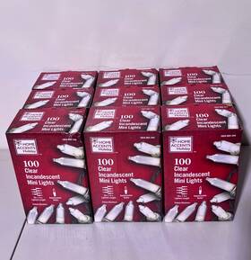 1004865344 Home Accents 9 Pack - 100 Mini Incandescent Clear Christmas Lights Green Wire By