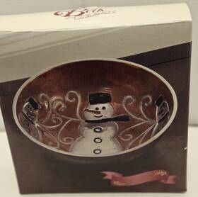 7710108 Home Accents Christmas Holiday Decorative Bowl With Snowman 9.5 Inch W 3.4 H New In Box