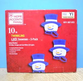 1011 Home Accents 840092515200 Holiday 10 Inch Twinkling Led Snowmen 3 Pack Christmas Lights New