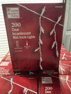 844-071 Home Accents 200 Mini Icicle Lights Clear White Wire Wedding Christmas Holiday