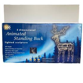 Home Accents Holiday 029944419044 48 Inch Animated 3d Standing Buck Deer 200 Mini Lighted Outdoor Christmas Decoration