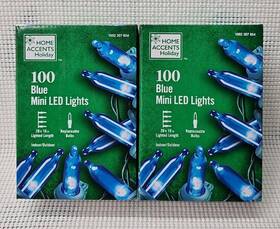 Home Accents Holiday 029944544470 Lot Of 2 100 Blue Mini Led Christmas String Lights 28ft New
