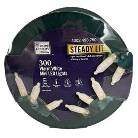 Home Accents Holiday 029944550655 Christmas Lights Led 300 Warm White Mini Steady Lit Outdoor 86 Ft