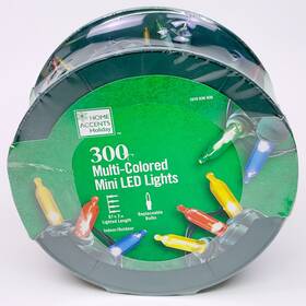 1010 Home Accents Holiday 029944603719 300 Count Multi Colored Christmas Mini Led Lights Bulb Tree Indoor/outdoor Decor