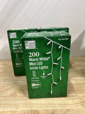 1010 Home Accents Holiday 029944604037 3 Pack 200 Warm White Mini Led Icicle Lights Christmas New