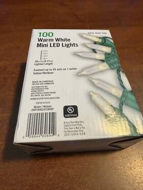 Home Accents Holiday 029944606949 Christmas Lights 100 Led Warm White Mini String Green Wire 20.5ft