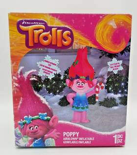 Home Accents Holiday 086786387665 Gemmy Trolls Poppy Led 3.5ft Airblown Inflatable Dreamworks Candy Cane Christmas