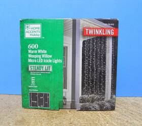 1006215513 Home Accents Holiday 600ct Warm White Twinkling Weeping Willow Led Steady Lit Icicle Lights Christmas
