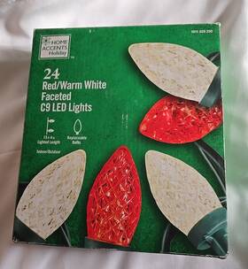 1011028250 Home Accents Holiday 24 Red/warm White Faceted C9 Led Christmas Lights
