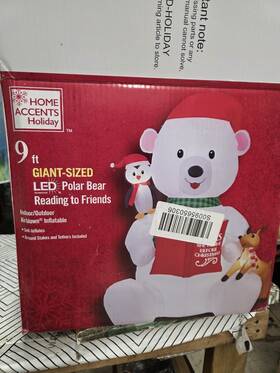 Home Accents Holiday 191245843429 Christmas 9 Ft Giant Size Polar Bear Reading To Friends Inflatable